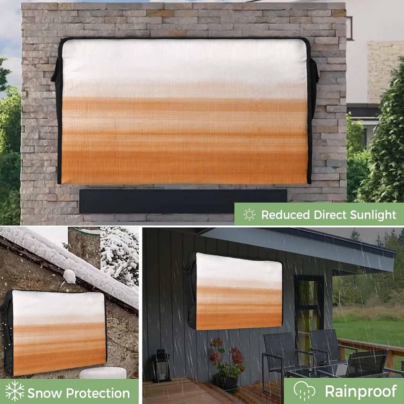 Orange White Gradient Waterproof Outdoor TV Cover, Abstract Ombre Texture Modern Art Outside Weatherproof TV Enclosures for 70 to 75 Inch LCD Television Shield Flat Screen Protectors - Image 3