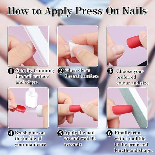 Massmot 24 Color Press On Nails Sets, 576Pcs Glossy Colored Straight Fake Nails, Full Cover Artificial Fingernails Acrylic Tips Manicure Design Decor for Women Girls DIY Nail (Short Round Shape) - Image 5