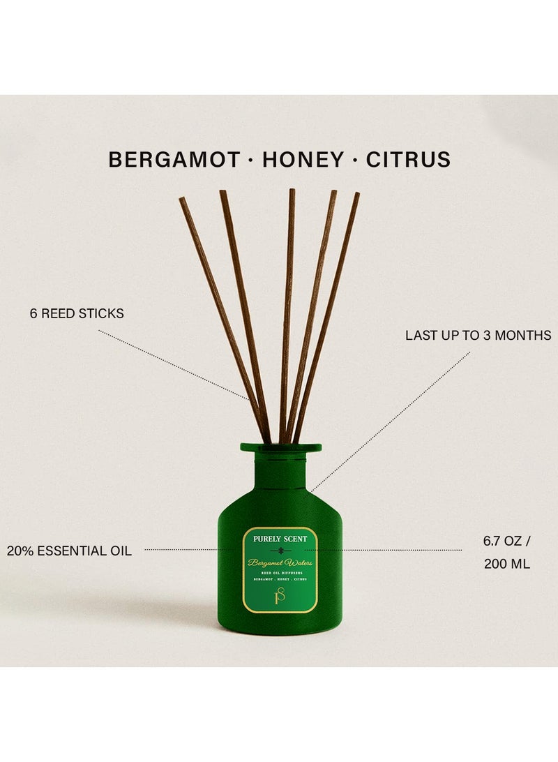 PURELY SCENT Bergamot Waters Large Reed Oil Diffuser, 6.7 Fl Oz/200 ML, 6 Reed Sticks, Aromatherapy, Lasts Upto 3 Months, Fragrant Diffuser - Image 3