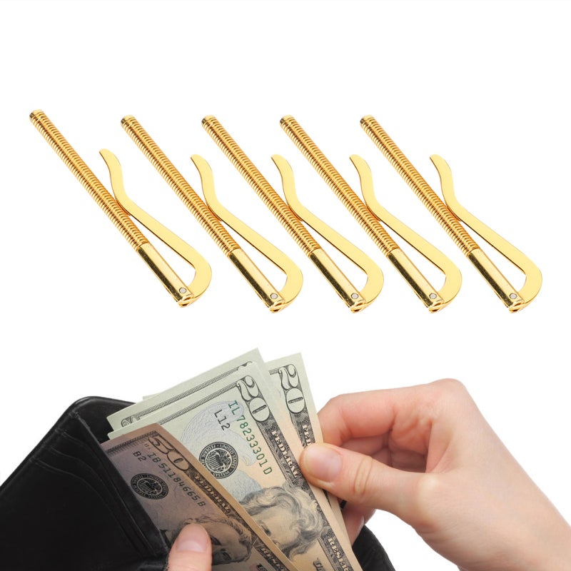 Money Cash Clip: 1 Pc Golden Electroplated Steel Anti-Rust - Anti-Corrosion Banknote Holder with High Hardness Spring for Leather Wallet Accessory & Cash Storage - Image 3