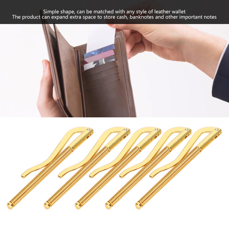 Money Cash Clip: 1 Pc Golden Electroplated Steel Anti-Rust - Anti-Corrosion Banknote Holder with High Hardness Spring for Leather Wallet Accessory & Cash Storage - Image 2