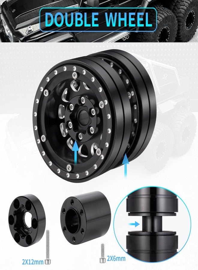 RCHUBAM 1.9" Twin Beadlock Wheels 2PCS / 4PCS RC Dually wheels Tractor-Trailer Design Compatible with 1/10 Scale SCX10 TRX-4 TRX6 G63 6-Wheel RC Hauler Crawler Truck Car Upgrade Parts (5PCS) - Image 3