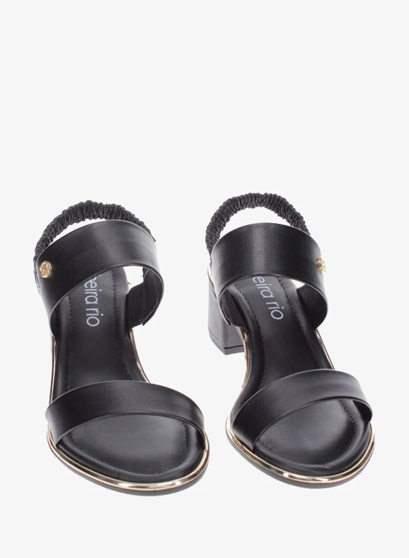 Beira Rio Black Mid Heels Sandals for Women – Sling Back Heel Sandals for Girls with Ankle Strap for Women | Best Price UAE