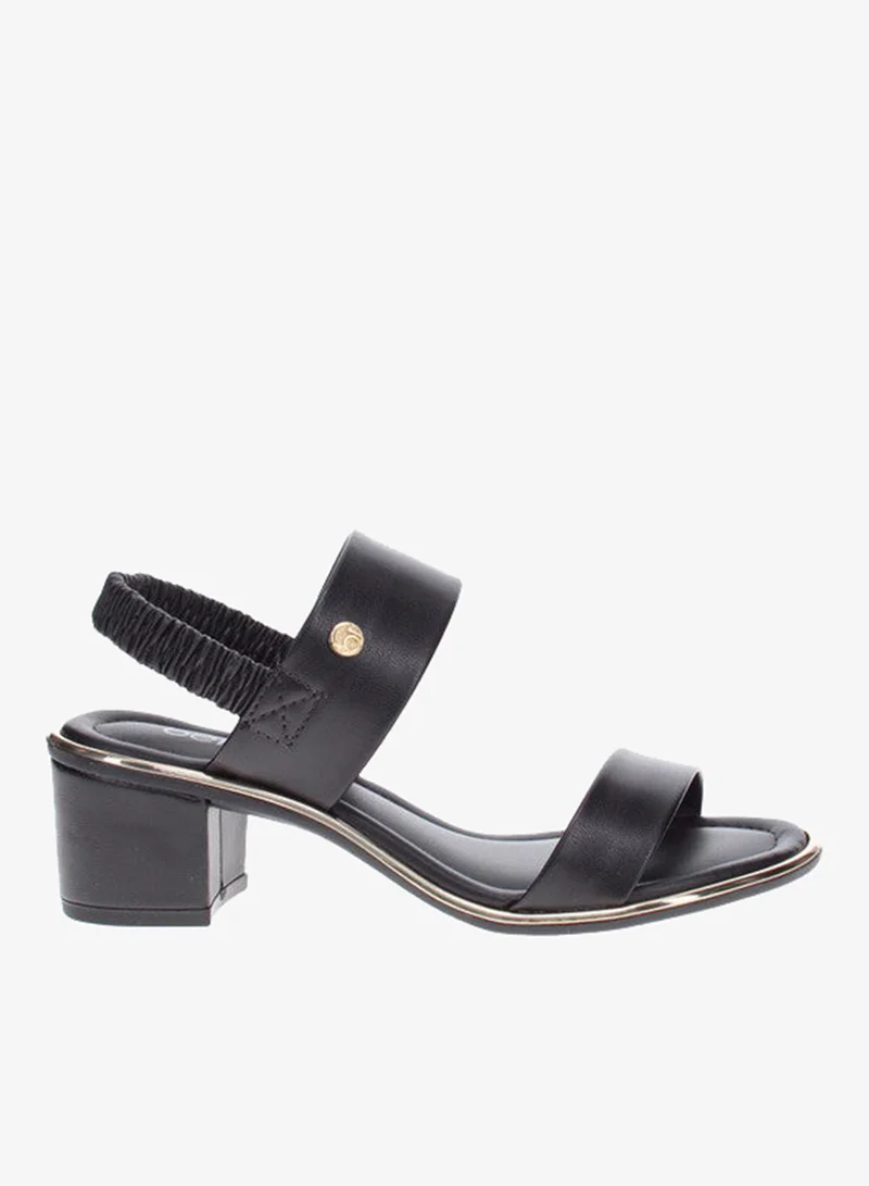 Beira Rio Black Mid Heels Sandals for Women – Sling Back Heel Sandals for Girls with Ankle Strap for Women | Best Price UAE
