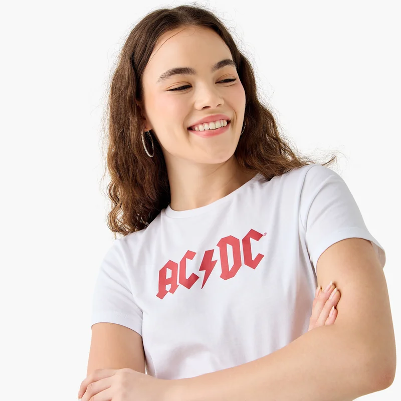 SP Characters AC/DC Printed T-shirt with Crew Neck and Short Sleeves