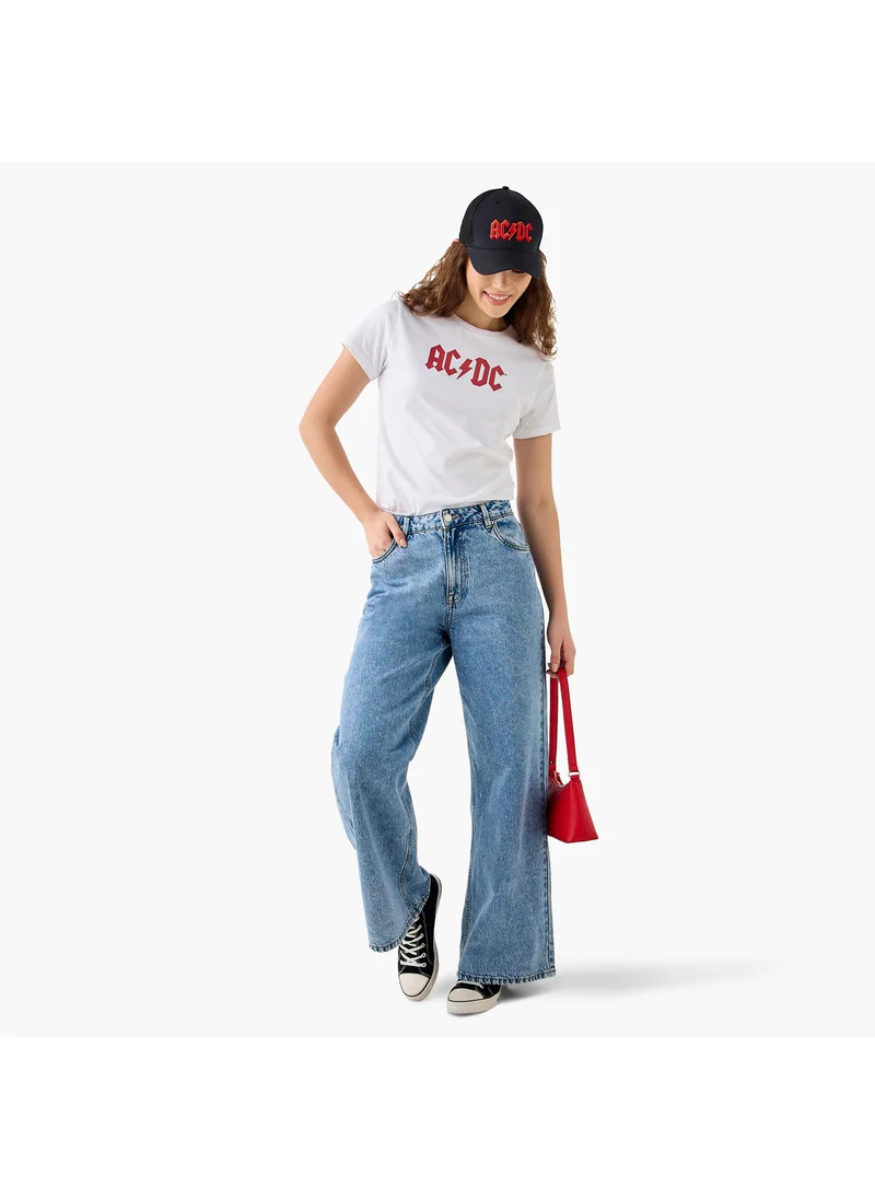 اس بي كاركترز AC/DC Printed T-shirt with Crew Neck and Short Sleeves