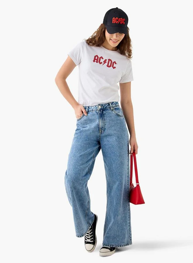 SP Characters AC/DC Printed T-shirt with Crew Neck and Short Sleeves