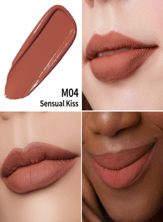 Oulac Matte Liquid Lipstick for Women, Brown Orange Tune Highly Pigmented Creamy Matte Lip Gloss,Rich Colour Formula with Vitamin E & Rose Oil, Waterproof, Long Lasting,Vegan (M04) - Image 3
