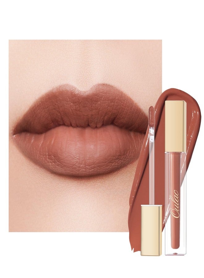 Oulac Matte Liquid Lipstick for Women, Brown Orange Tune Highly Pigmented Creamy Matte Lip Gloss,Rich Colour Formula with Vitamin E & Rose Oil, Waterproof, Long Lasting,Vegan (M04) - Image 1