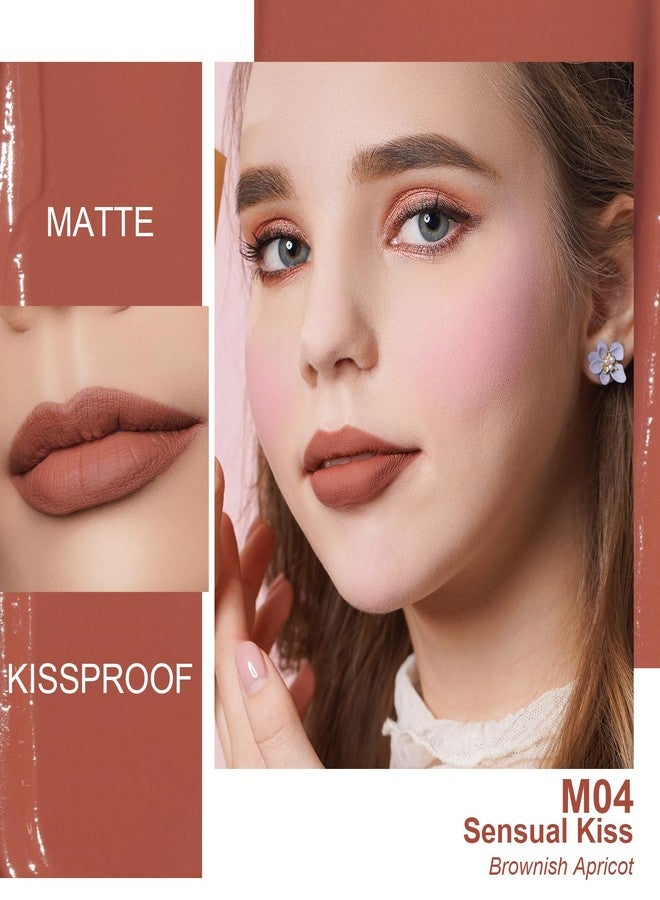 Oulac Matte Liquid Lipstick for Women, Brown Orange Tune Highly Pigmented Creamy Matte Lip Gloss,Rich Colour Formula with Vitamin E & Rose Oil, Waterproof, Long Lasting,Vegan (M04) - Image 2