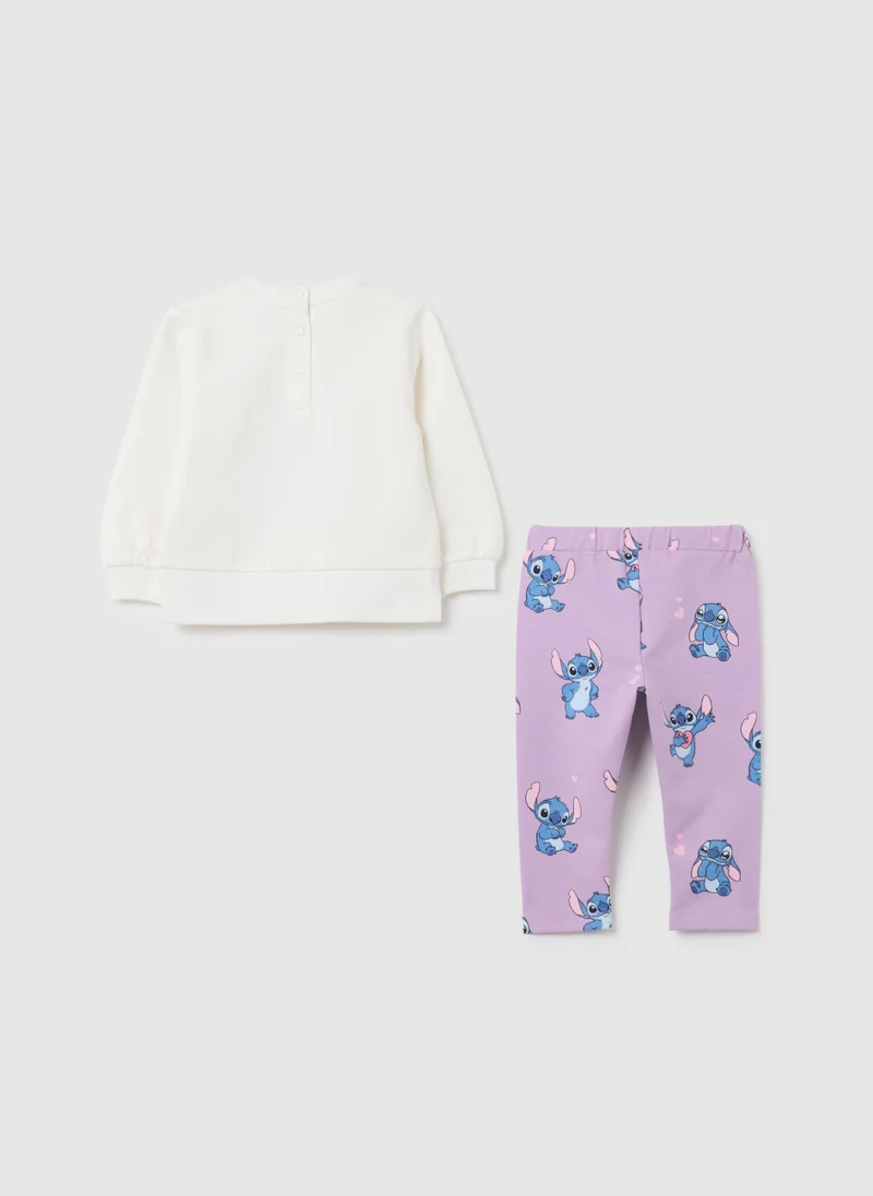 او في اس WHITE COTTON GIRL SET WITH STITCH