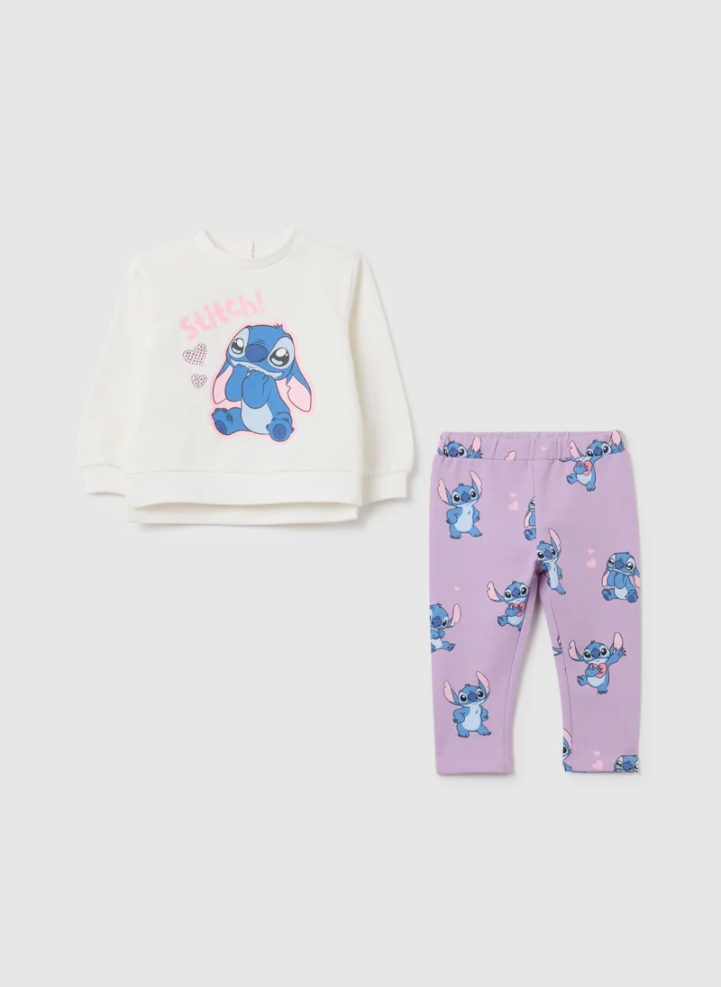 او في اس WHITE COTTON GIRL SET WITH STITCH