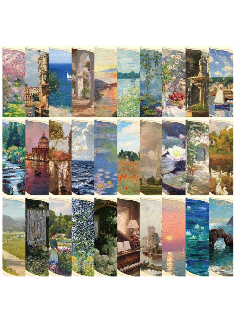 30 قطعة من علامات الكتب الزيتية، 30 تصميمًا لعلامات كتب الرسم الفني للطلاب، علامة كتب لطيفة من جانب واحد لمحبي الكتب، علامات كتب ذات طابع خاص للأطفال والطلاب والفصول الدراسية، هدية للمعلم - Image 1