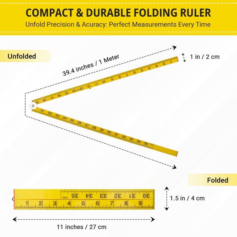 Oli's Toy Factory Folding Meter Stick - Measure in Inches, Centimeters, Millimeters, and Meters 36 inch Ruler for Teaching Measurement Great Classroom Sticks for STEM Learning Advantage Folding Measuring Stick - Image 2