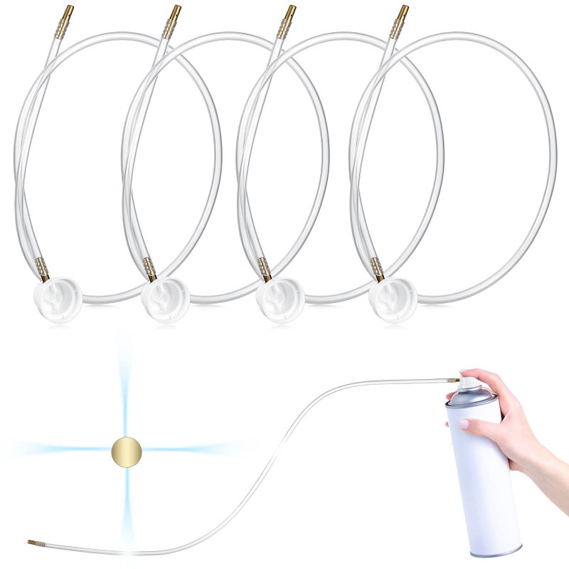 Kittmip 4 Pcs 45 mm Spray Tip Nozzle Extension Hose Fit 1969 Inches 50 cm Spray Can Nozzle Fit for Aerosol Cans Supplies360 Degree - Image 3