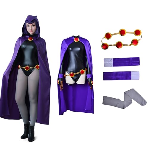 miccostumes Women's Costume Magical Girl Cosplay Fighting Bodysuit Full Set With Purple Hooded Cloak (women s) - Image 1