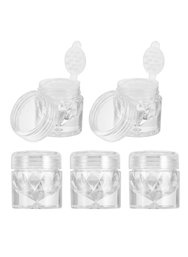 klarako 10pcs 3ML Mini Empty Loose Powder Bottle Loose Powder Container Eye- shadow Bottle Powder Box Concealer Dispenser Case with 12 Holes Sifter and Lids (Transparent) - Image 1