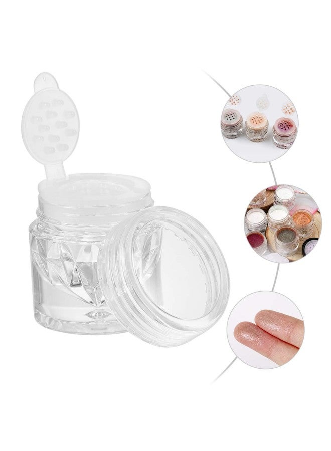 klarako 10pcs 3ML Mini Empty Loose Powder Bottle Loose Powder Container Eye- shadow Bottle Powder Box Concealer Dispenser Case with 12 Holes Sifter and Lids (Transparent) - Image 3