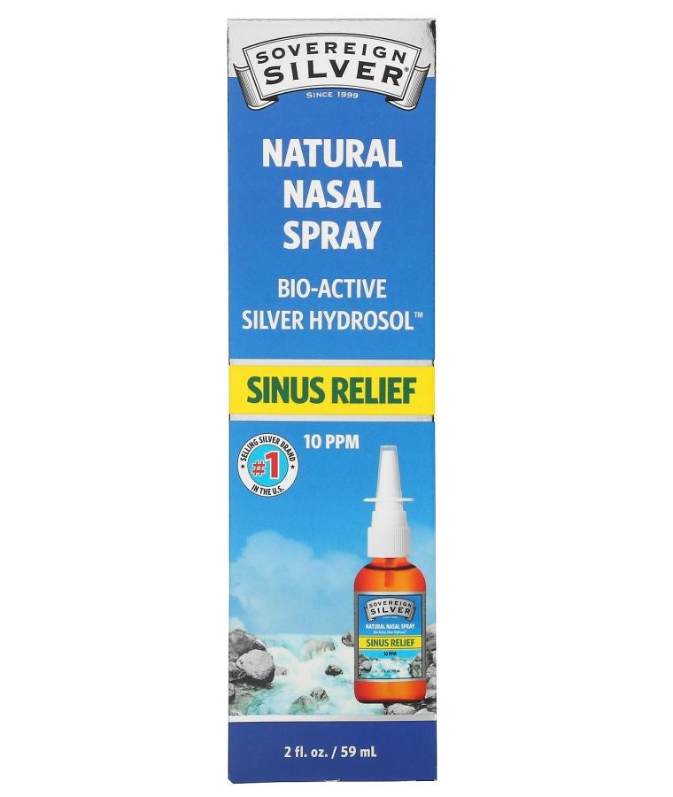 Sovereign Silver Bio-Active Silver Hydrosol Natural Nasal Spray Sinus Relief 2 fl oz (59 ml)