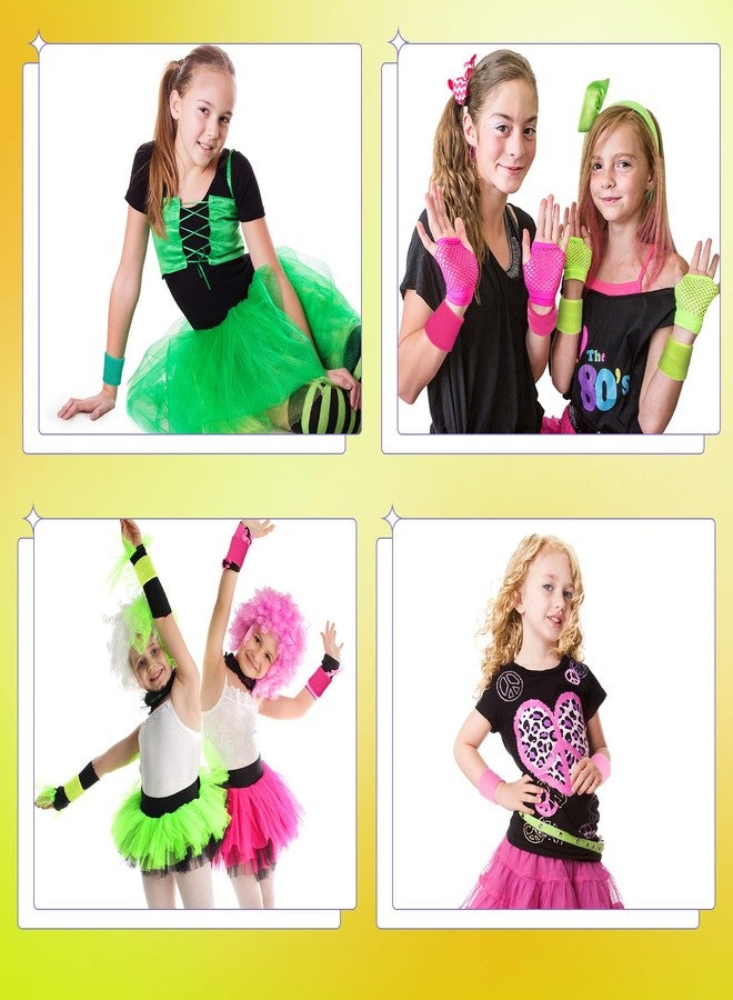 Bememo 24 Pcs Neon Wristbands for Kids End of The Year Student Gifts Bulk Tennis Wrist Sweatbands 80s Neon Youth Basketball Wrist Bands for Boys Girls 90s Glow Party School Supplies(Fresh Colors) - Image 4