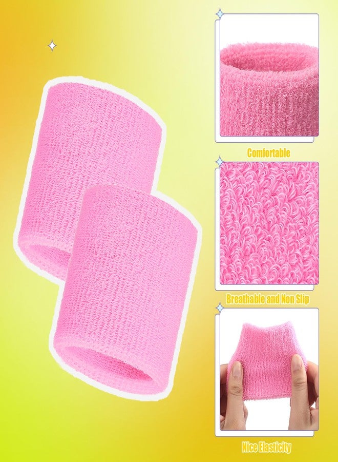 Bememo 24 Pcs Neon Wristbands for Kids End of The Year Student Gifts Bulk Tennis Wrist Sweatbands 80s Neon Youth Basketball Wrist Bands for Boys Girls 90s Glow Party School Supplies(Fresh Colors) - Image 2