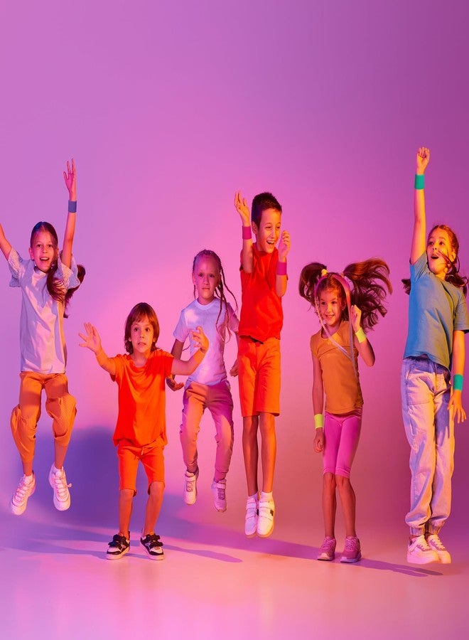 Bememo 24 Pcs Neon Wristbands for Kids End of The Year Student Gifts Bulk Tennis Wrist Sweatbands 80s Neon Youth Basketball Wrist Bands for Boys Girls 90s Glow Party School Supplies(Fresh Colors) - Image 5