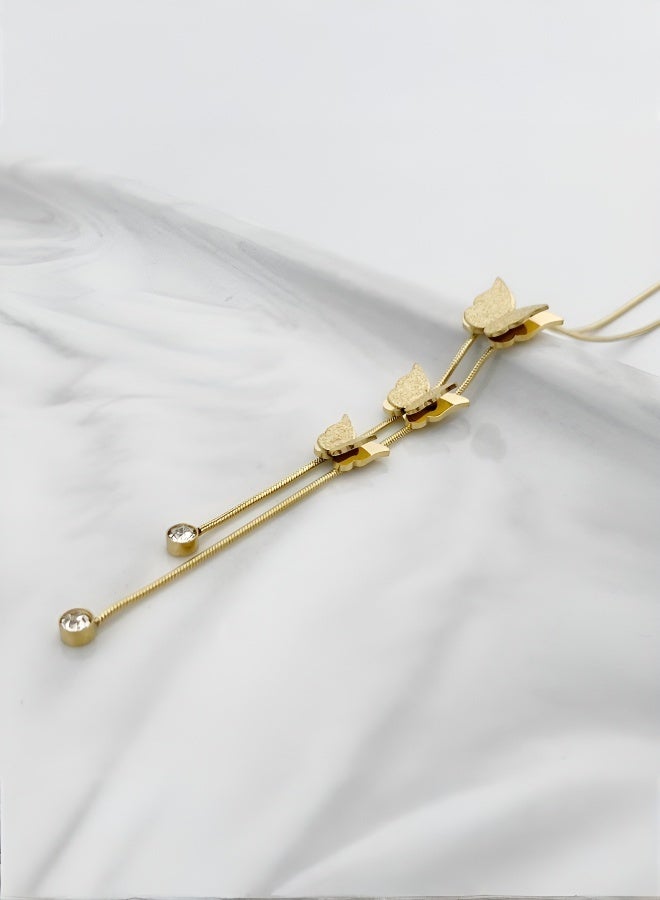 Hilyagems Elegant long necklace decorated with tassel and 3D butterfly pendant - Image 2