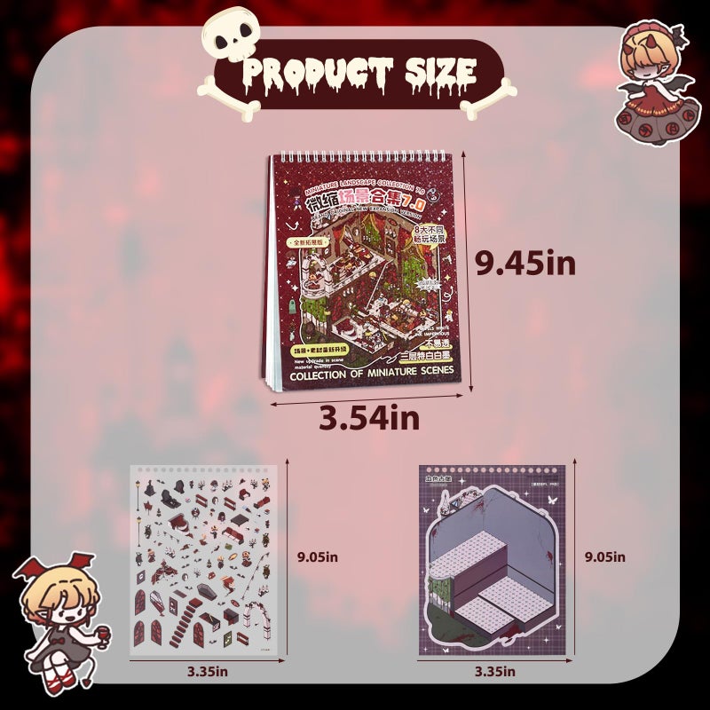 DAPUTOU 8PCS Big Size Stickers Scene Books DIY 3D House Scenes Sticker Book Therapy Make Your Own Cartoon Room Gothic Horror Sticker for Adults - Image 3