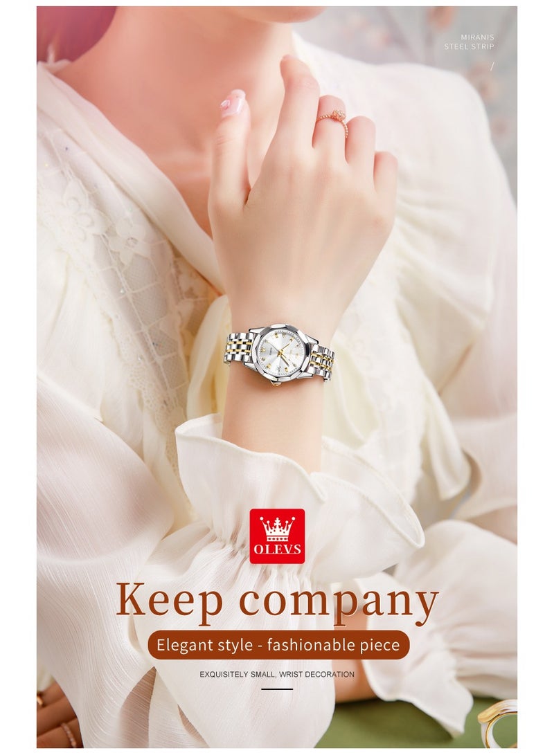 أوليفز ساعات OLEVS النسائية الأنيقة المصنوعة من الفولاذ المقاوم للصدأ ومقاومة للماء وساعة كوارتز مضيئة تناظرية - Image 2