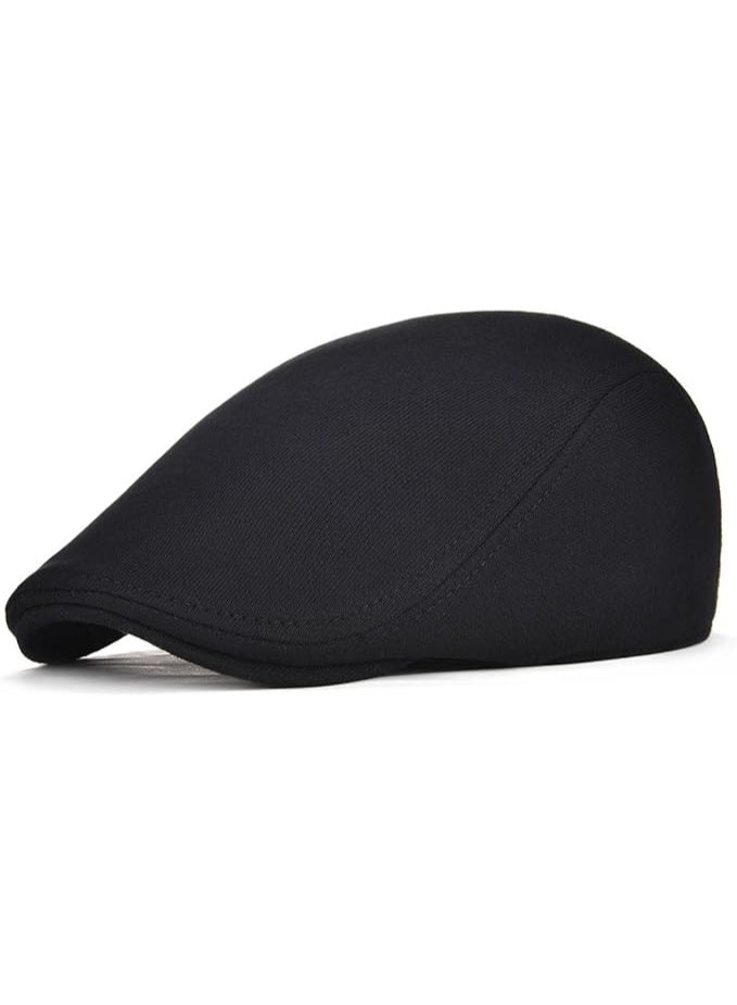 VOBOOM Men's Cotton Flat Ivy Gatsby Newsboy Driving Hat Cap (Style2-Black) - Image 1