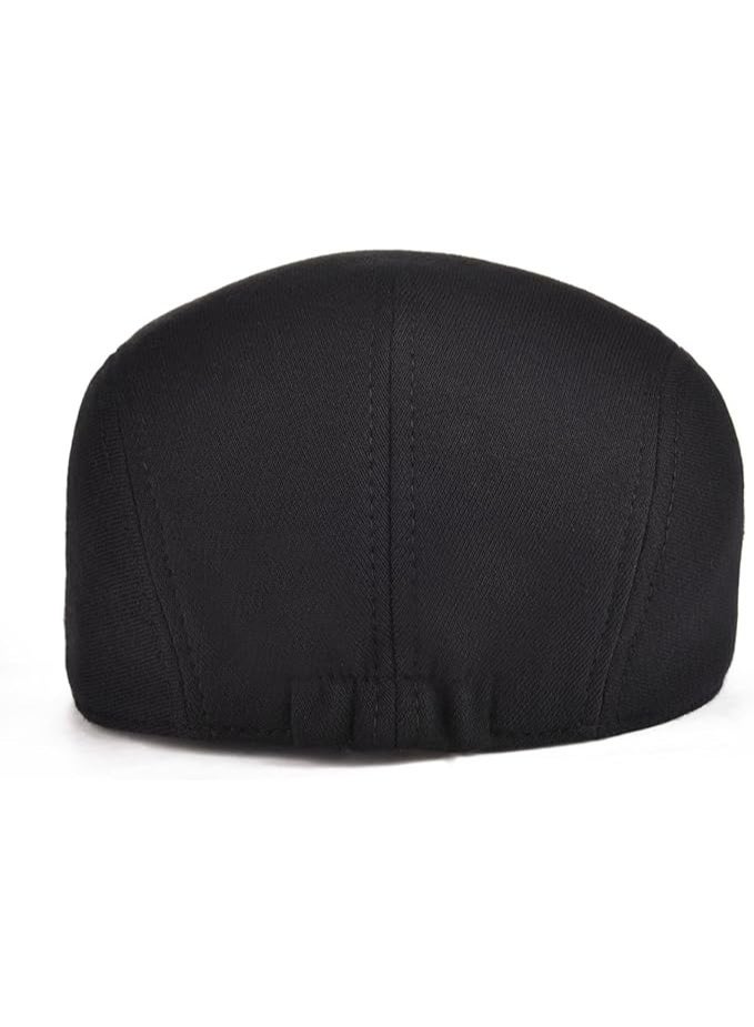 VOBOOM Men's Cotton Flat Ivy Gatsby Newsboy Driving Hat Cap (Style2-Black) - Image 4