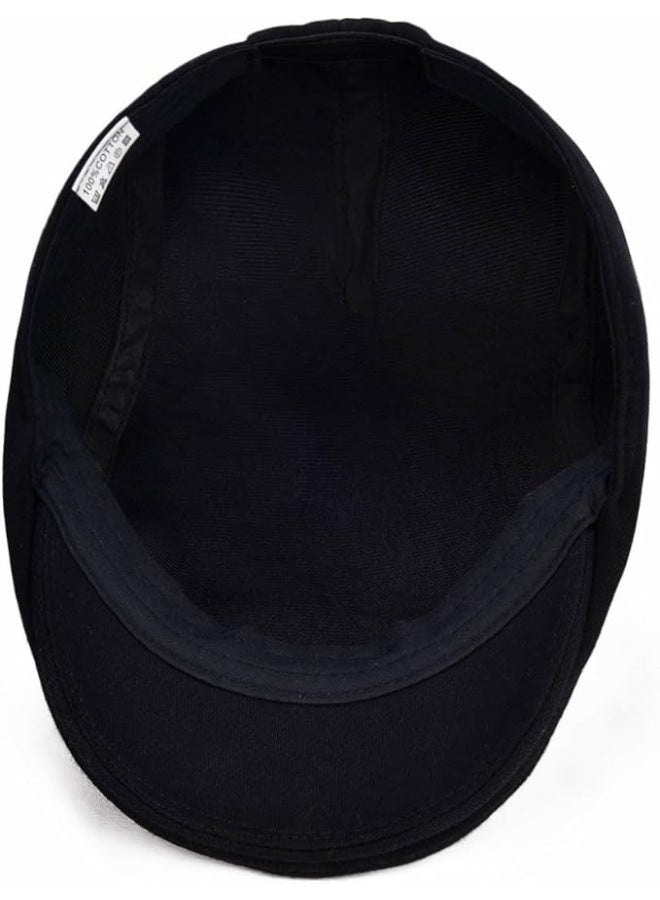 VOBOOM Men's Cotton Flat Ivy Gatsby Newsboy Driving Hat Cap (Style2-Black) - Image 2
