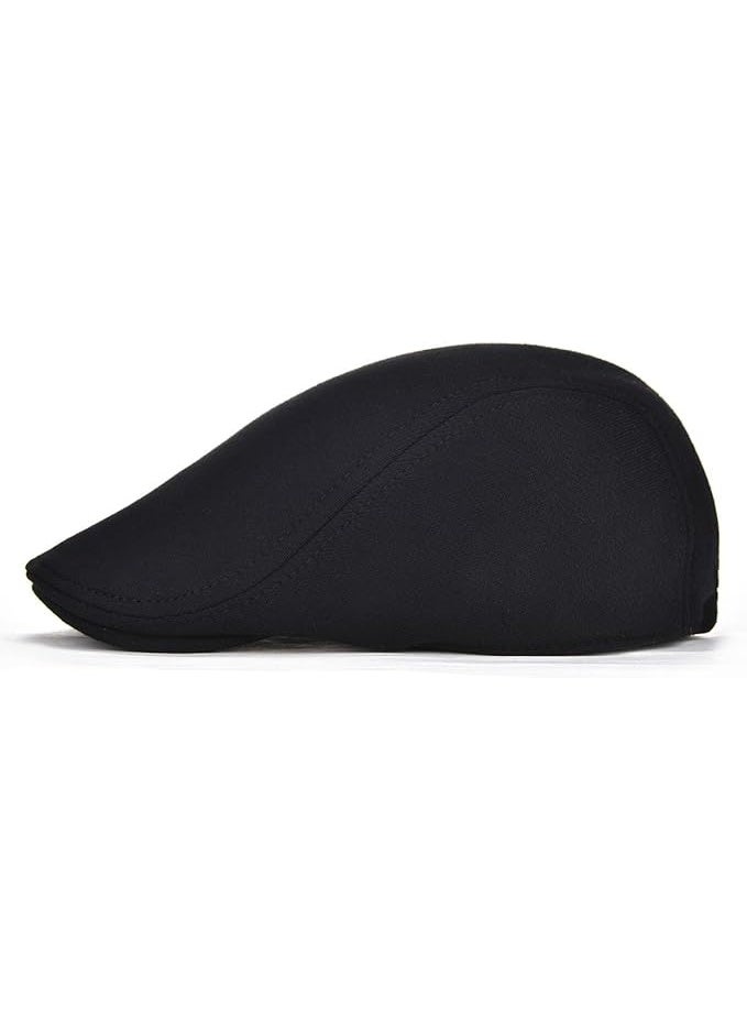 VOBOOM Men's Cotton Flat Ivy Gatsby Newsboy Driving Hat Cap (Style2-Black) - Image 3