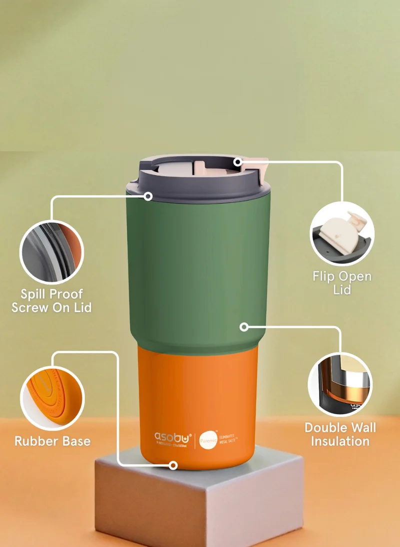 Asobu Pick Me Up Coffee Mug 590ml – Ceramic Lined Insulated Travel Mug with Stainless Steel Body, No Metal Taste, Keeps Flavors True for Hot & Cold Drinks