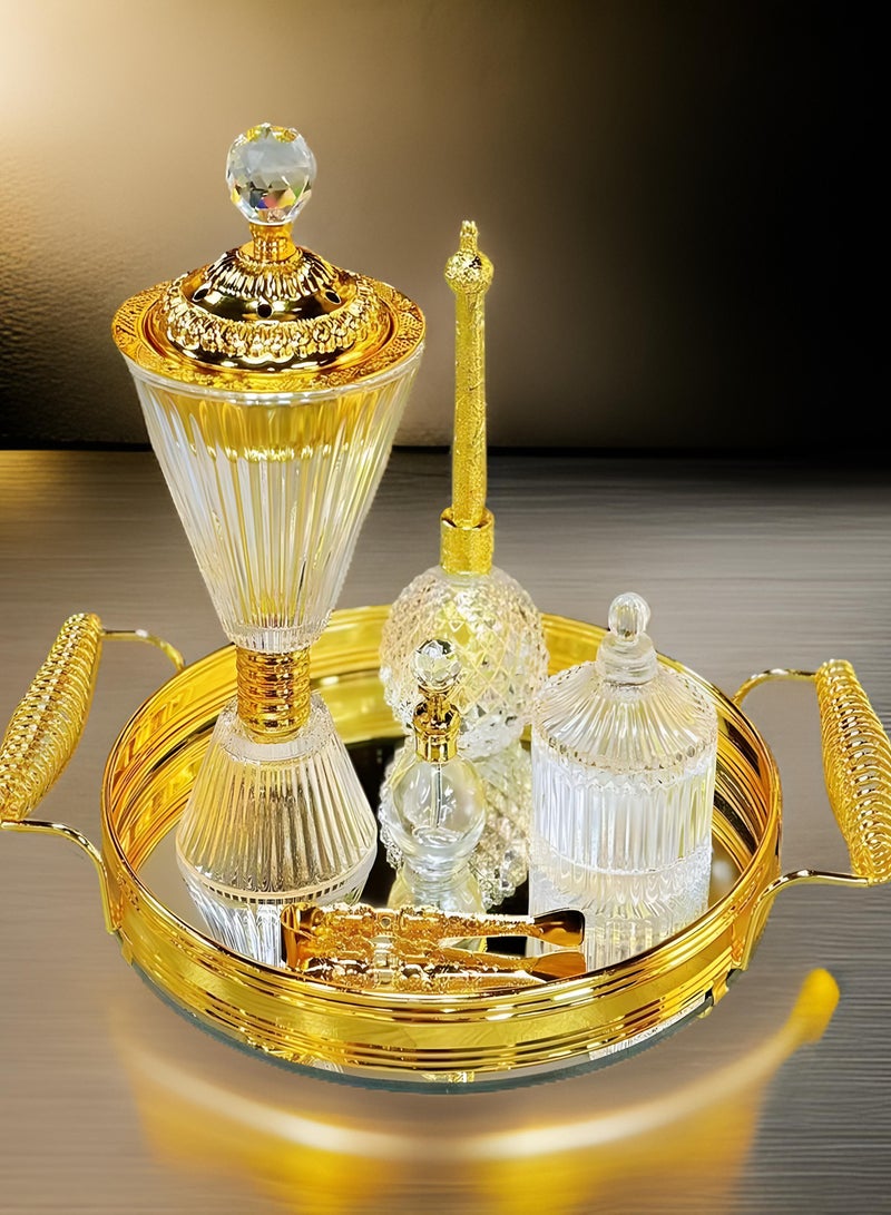 Bakhoor BoSidin Elegant Design Glass Incense Burner Set Arabic Oud Censer Bakhoor Perfume Holder for Home and Office Fragrance - Image 1
