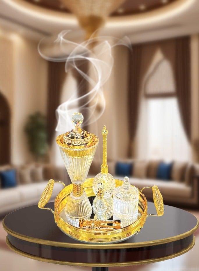 Bakhoor BoSidin Elegant Design Glass Incense Burner Set Arabic Oud Censer Bakhoor Perfume Holder for Home and Office Fragrance - Image 3