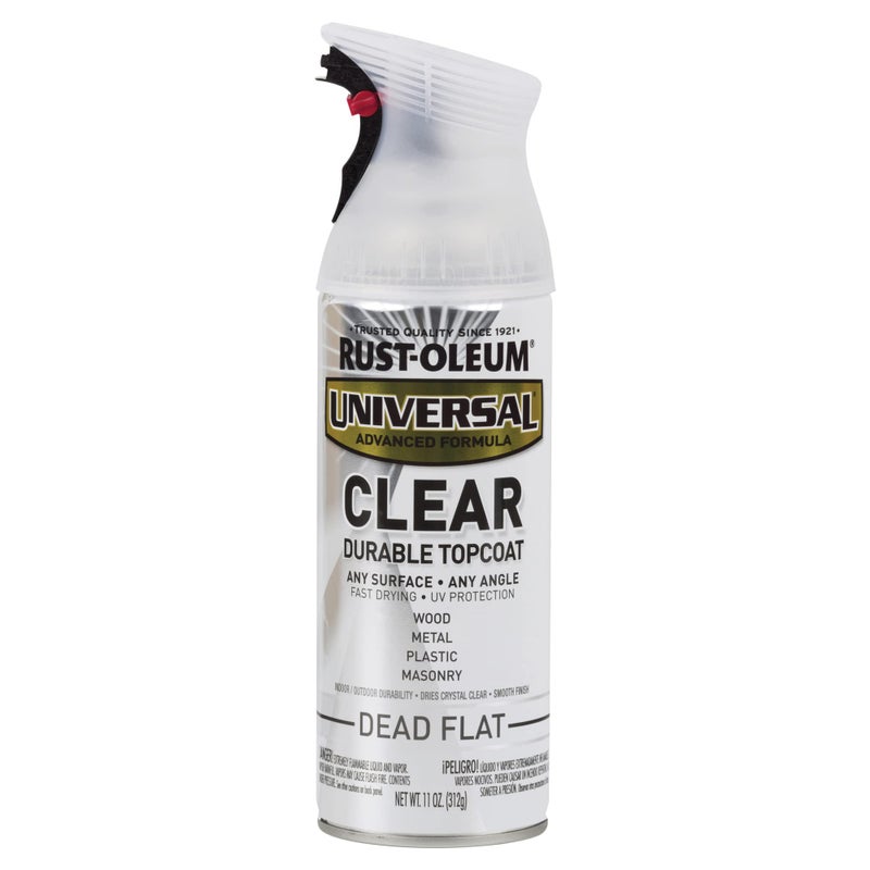 Rust-Oleum 302151 Universal All Surface Clear Topcoat Spray, 11 oz, Dead Flat Clear - Image 1
