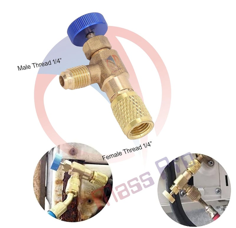 Mass Pro Refrigerant Safety FillingCharging Valves Brass Air Conditioning Adapters Liquid Safety Valves Refrigerant Safety Valve 14 x 14 SAE Thread For R22 - Image 2