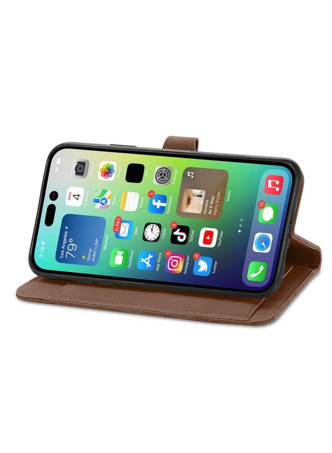اس-توب جراب هاتف iPhone 15 Pro Max من الجلد بسحاب منقوش عليه زهور - Image 5
