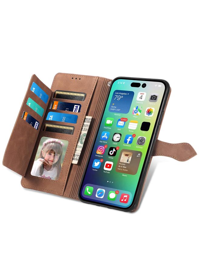اس-توب جراب هاتف iPhone 15 Pro Max من الجلد بسحاب منقوش عليه زهور - Image 4