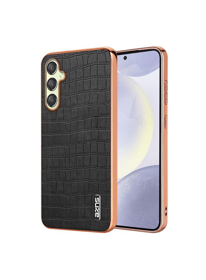 Case For Samsung Galaxy A14 Electroplated Frame Crocodile Texture Full Coverage Phone Case