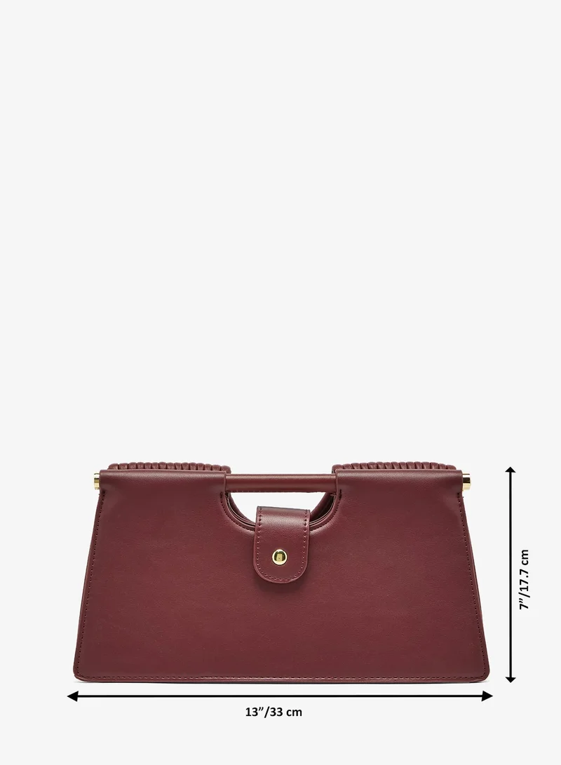 Ella Burgandy Textured Statement Clutch With Strap for Women | Best Price UAE