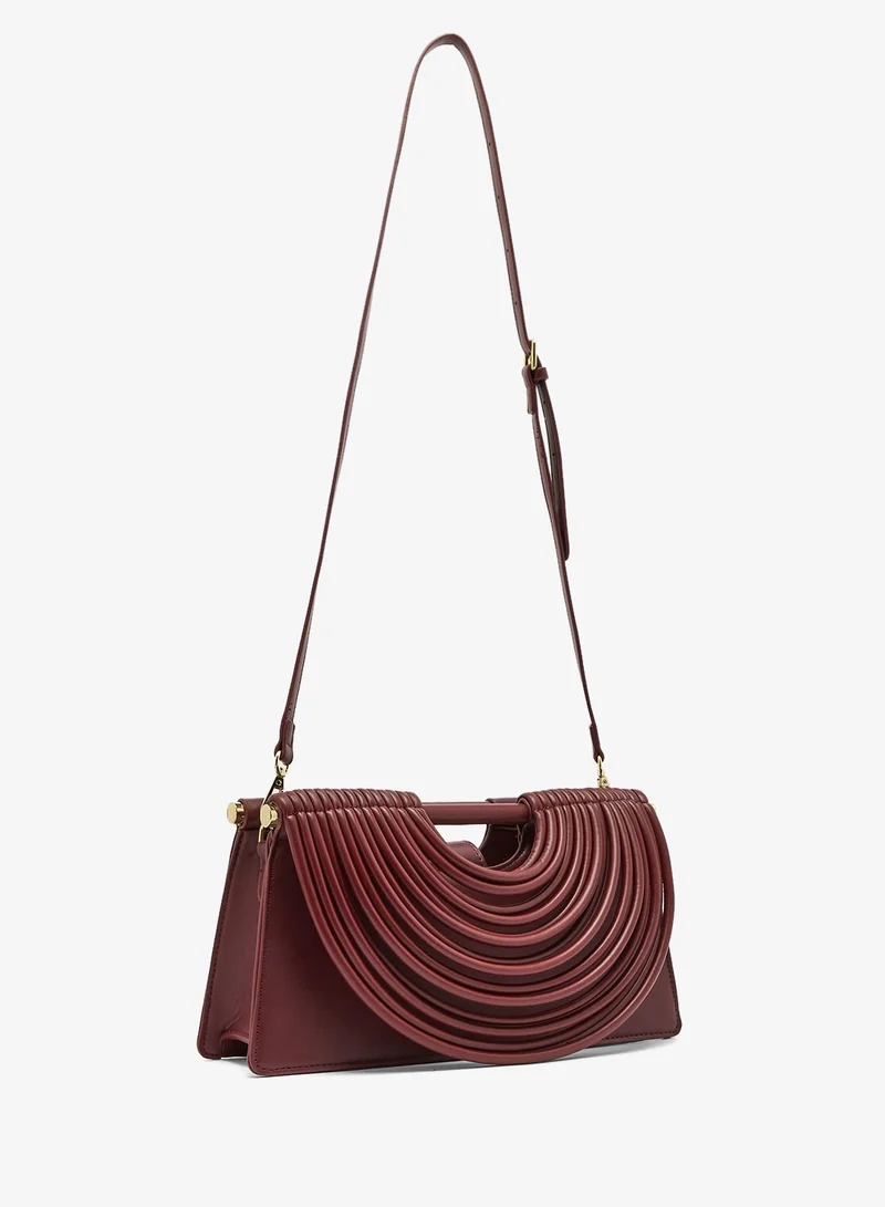 Ella Burgandy Textured Statement Clutch With Strap for Women | Best Price UAE