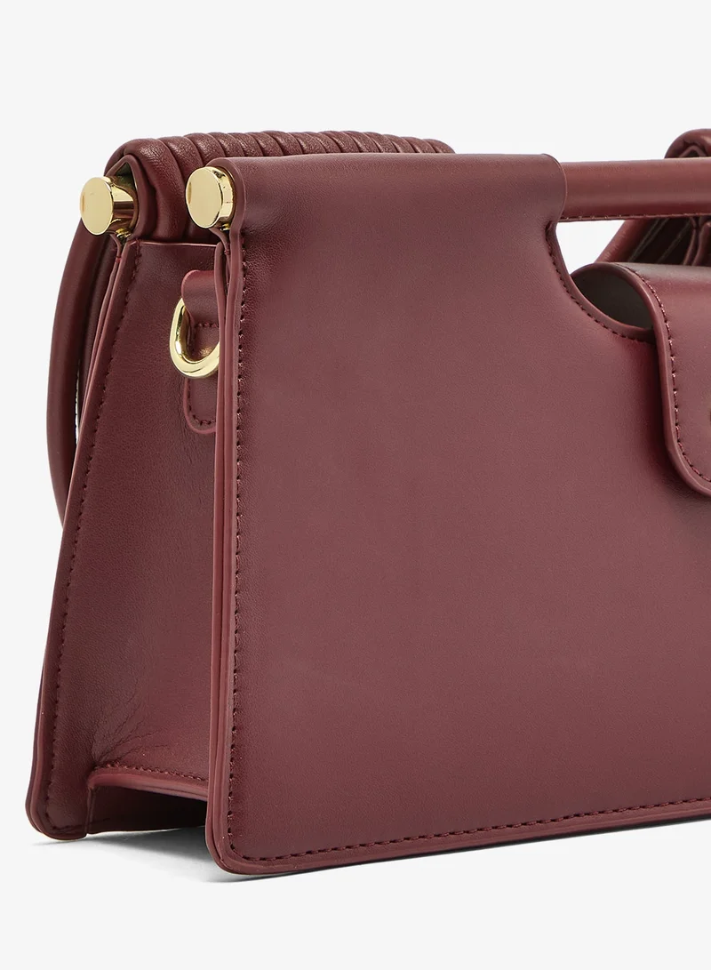 Ella Burgandy Textured Statement Clutch With Strap for Women | Best Price UAE