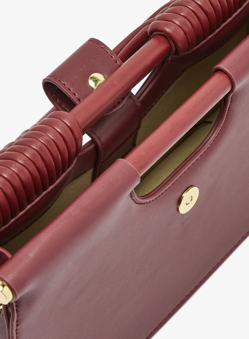 Ella Burgandy Textured Statement Clutch With Strap for Women | Best Price UAE