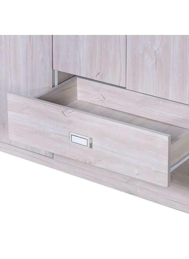 DANUBE HOME V2 Tisley 4 Door Wardrobe Extra Sturdy Closet Clothes Storage Cupboard Modern Design Space Saving Swing Door Cabinet For Bedroom L160Xw55Xh201.5Cm - L.Oak/White Faux Marble  - Image 2