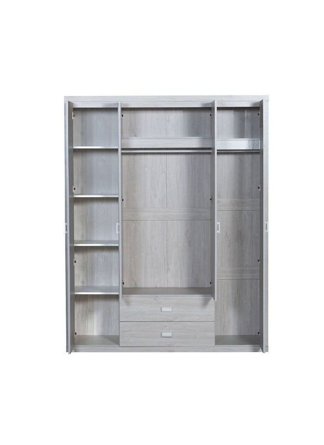DANUBE HOME V2 Tisley 4 Door Wardrobe Extra Sturdy Closet Clothes Storage Cupboard Modern Design Space Saving Swing Door Cabinet For Bedroom L160Xw55Xh201.5Cm - L.Oak/White Faux Marble  - Image 4
