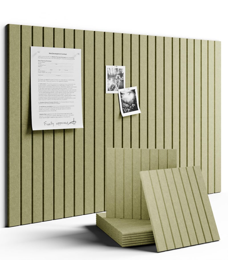 Fluxynara Large Felt Bulletin Board 48" x 36" Cork Board Alternative - 6 Pack with 40 Safe Removable Adhesive Tabs, Cork Boards for Walls Cork Board for Home Office Classroom Pin Board (Olive Green) - Image 1