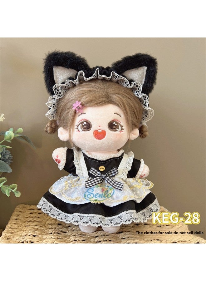 # 20cm Cotton Doll Clothes For Fat Body Can Be Worn Preppy Style Suit Plush Doll Dress Up Cute Baby Clothes Skirt-Color:20cm Cotton Clothes + Headwear (excluding Baby)-Specifications:KEG-28 - Image 1