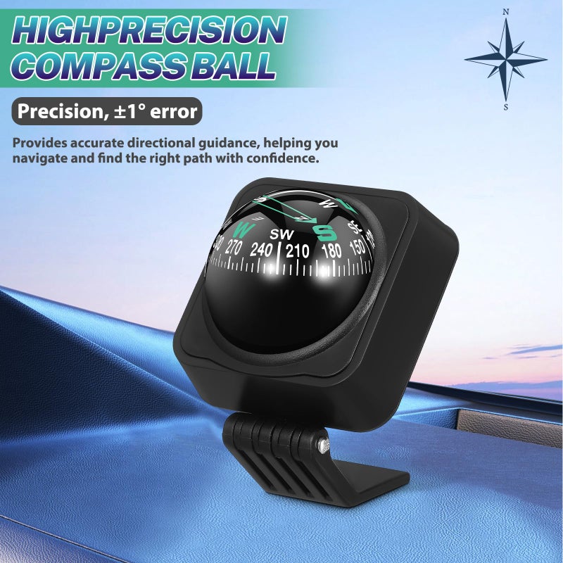 Adjustable Car Dashboard Compass Ball For SUV Truck Marine Vehicle Navigation - Image 4